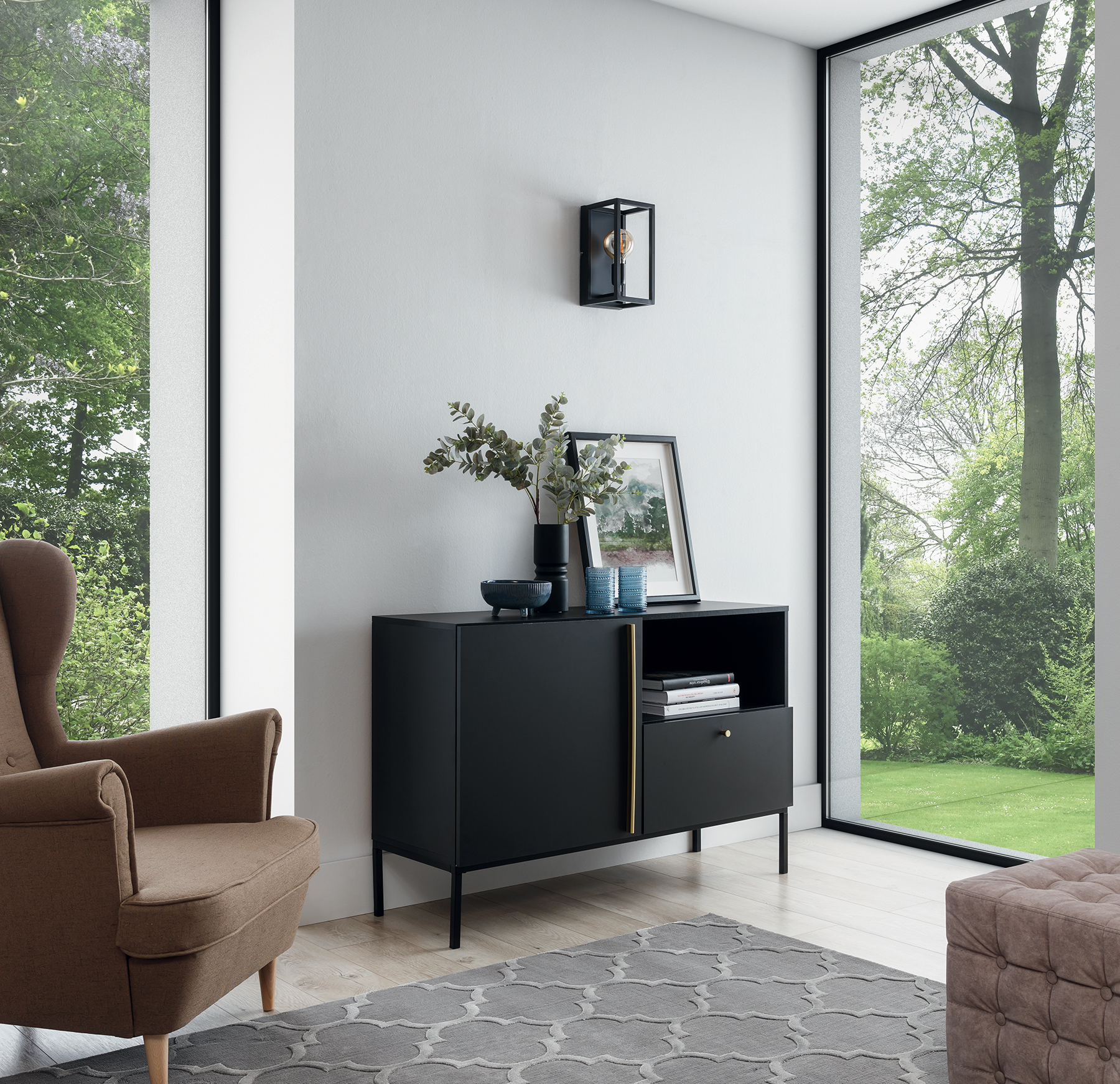 „Furtim“, 15 x 30 x 17 cm, sieninis šviestuvas, 1 juodas - Paveikslėlis 2