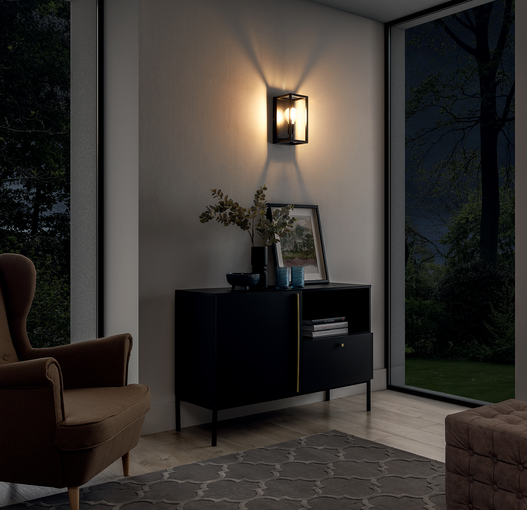 „Furtim“, 15 x 30 x 17 cm, sieninis šviestuvas, 1 juodas - Paveikslėlis 4