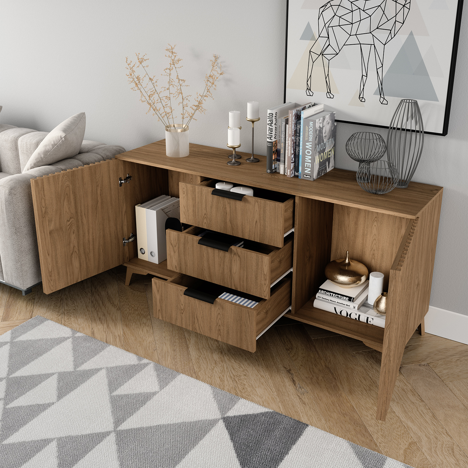 Entsian 150 Artisan ąžuolinė komoda su stalčiais — изображение 4