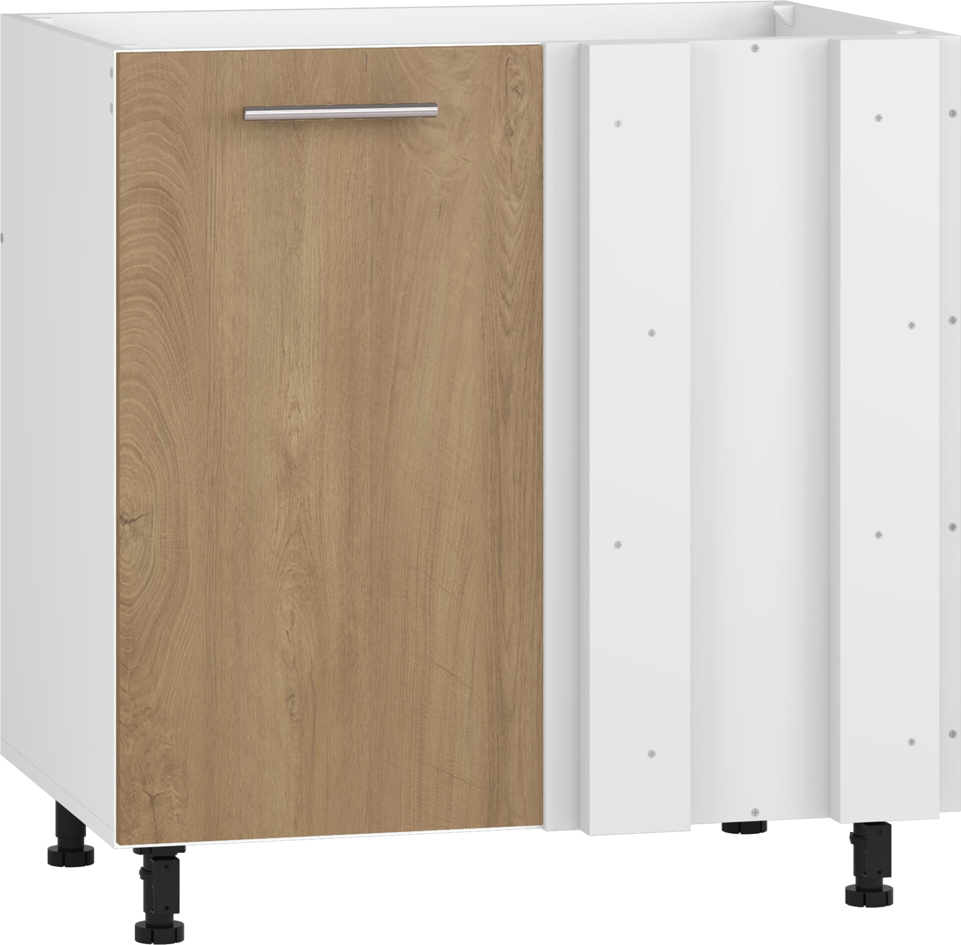 VENTO DK-80/82 kampinė kriauklės spintelė, spalva: balta / medaus ąžuolas