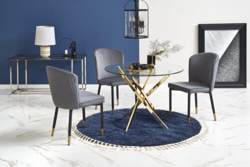 RAYMOND stalas, spalva: stiklas – skaidrus, kojos – auksinės