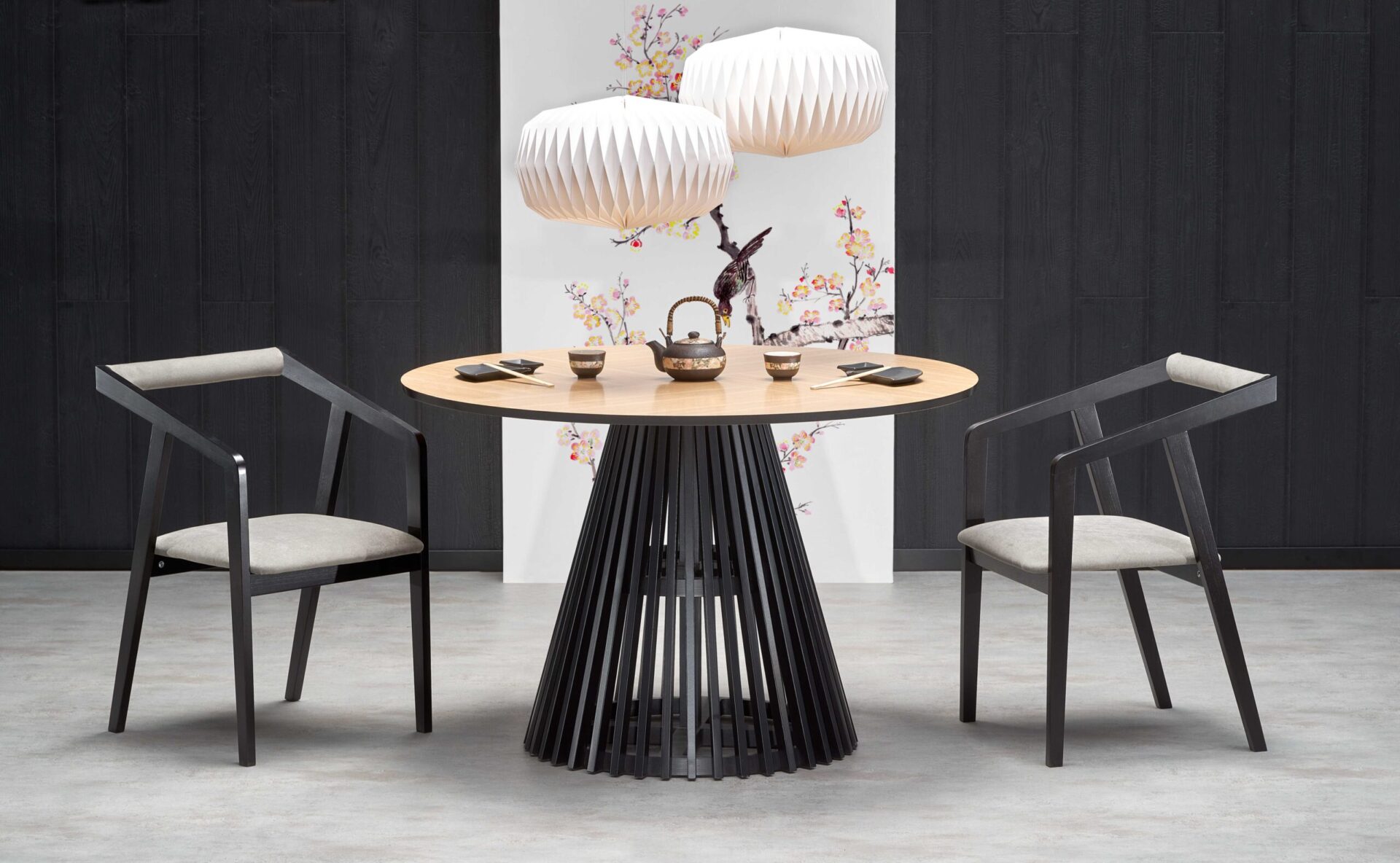 MIYAKI stalas natūralaus ąžuolo, juodos koja