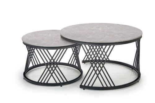 FLAMINGO kavos staliukų komplektas, 2 vnt., pilkas marmuras