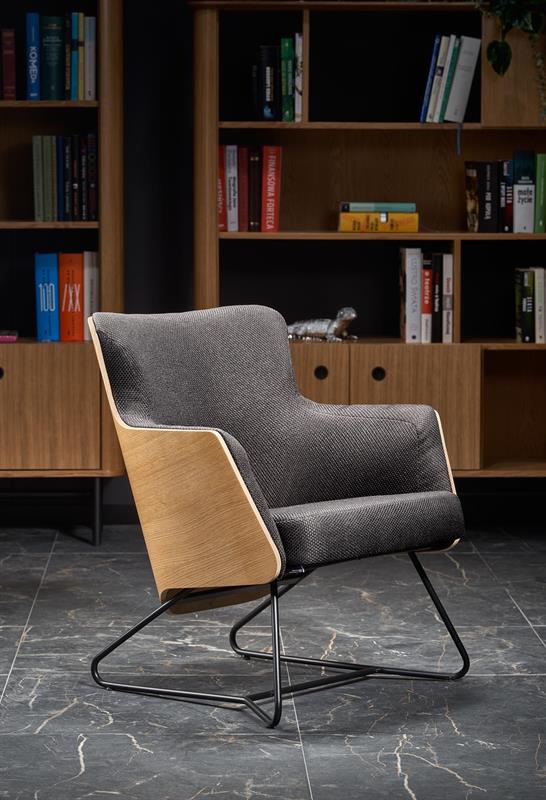 CHILLOUT laisvalaikio fotelis tamsiai pilkas / natūralus ąžuolas, kojos - juodos — изображение 4