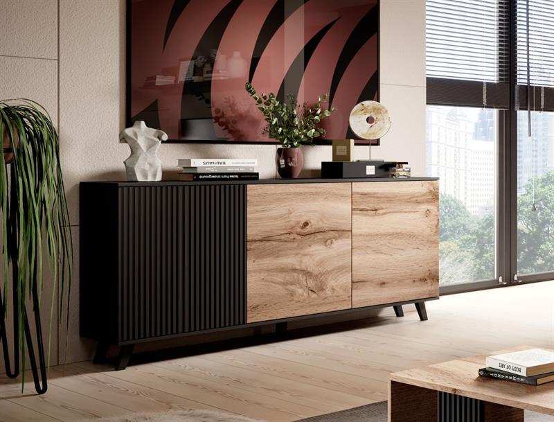 RANDOM KM-1 komoda, spalva: wotan ąžuolas/juoda — изображение 6