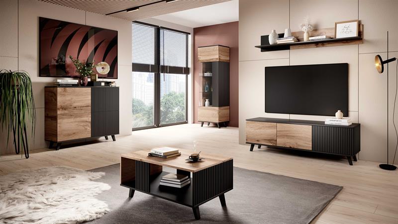 RANDOM KM-2 komoda, spalva: wotan ąžuolas/juoda — изображение 7