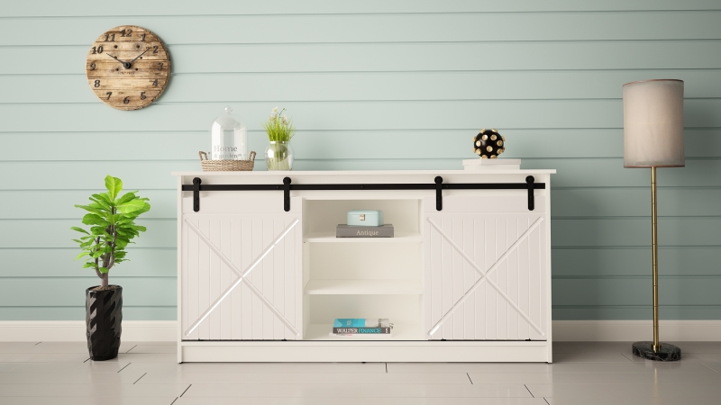 GRANERO komoda, balta matinė/blizgi balta