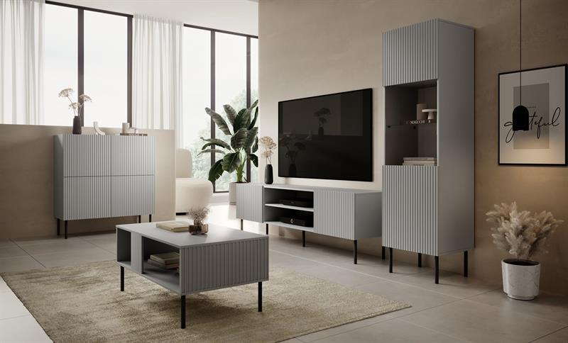 ASENSIO KM-2 komoda, šviesiai pilka / juoda - Paveikslėlis 3