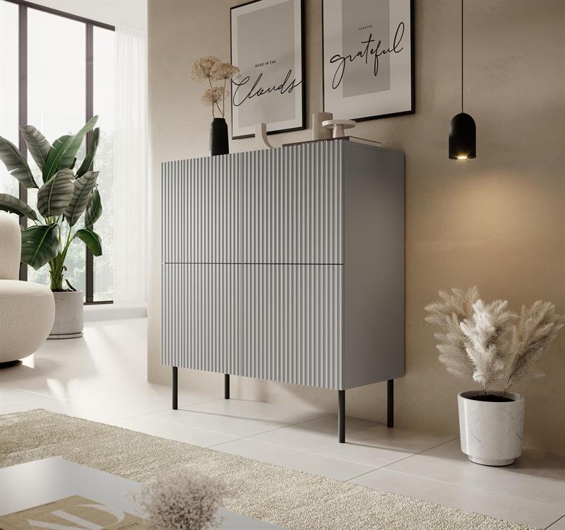 ASENSIO KM-2 komoda, šviesiai pilka / juoda - Paveikslėlis 4