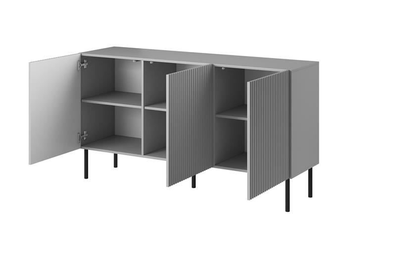 ASENSIO KM-1 komoda, šviesiai pilka / juoda - Paveikslėlis 2