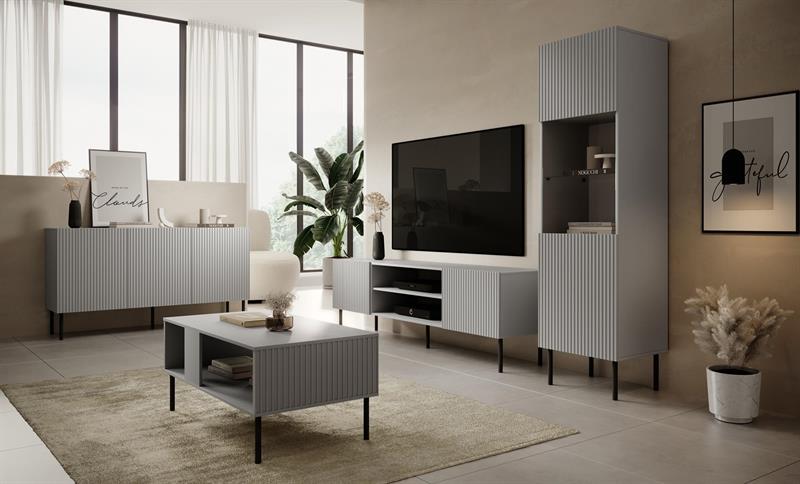 ASENSIO KM-1 komoda, šviesiai pilka / juoda - Paveikslėlis 3