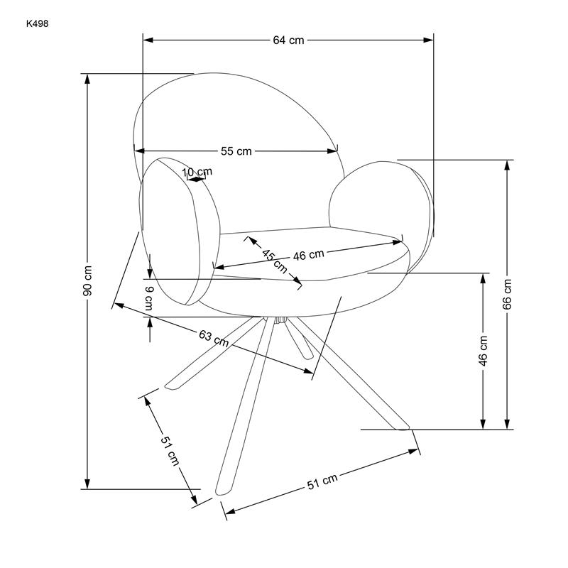 K498 kėdė, pilka - Paveikslėlis 3