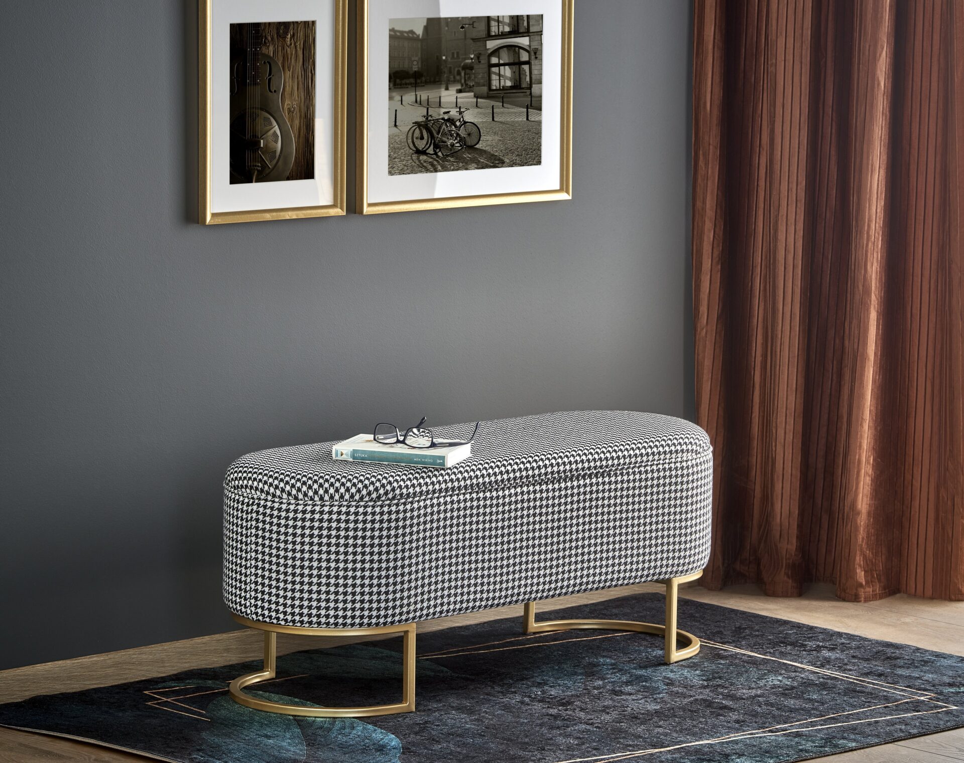 HARMONY suolas su daiktadėže, juoda / balta / auksinė