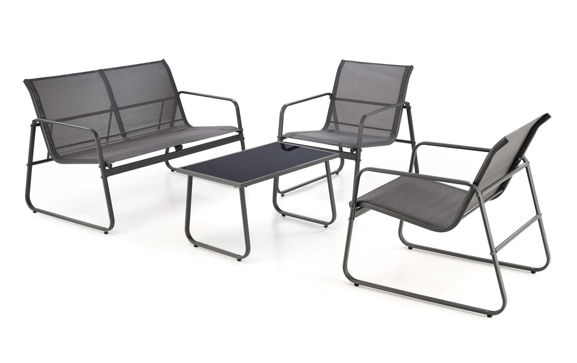 CONOR sodo baldų komplektas (sofa + 2 foteliai + kavos staliukas), tamsiai pilka / šviesiai pilka