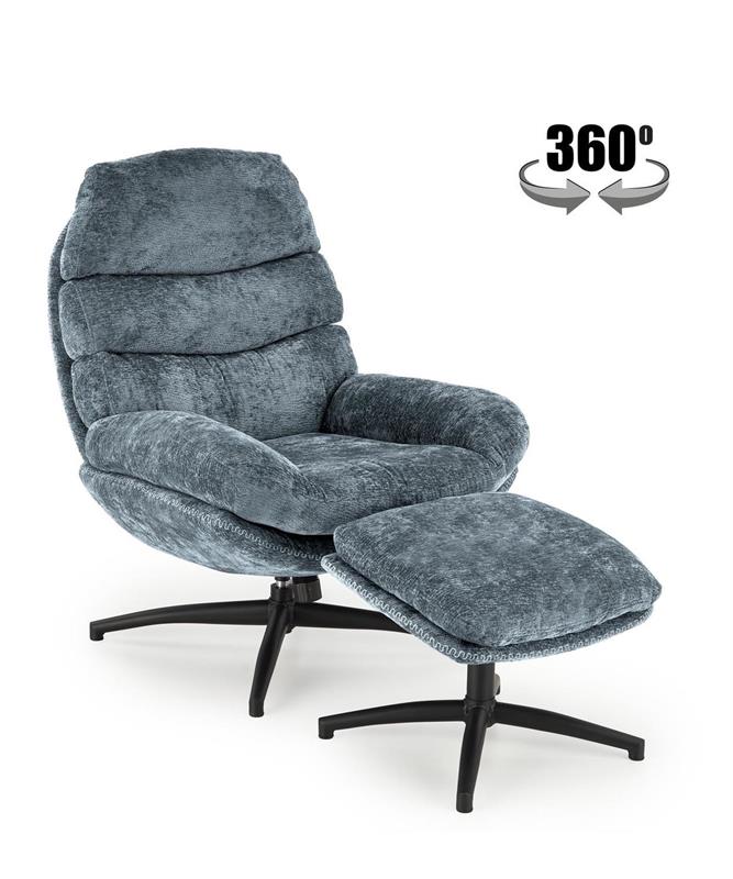 DARIO laisvalaikio kėdė su taburetėle, mėlyna — изображение 10