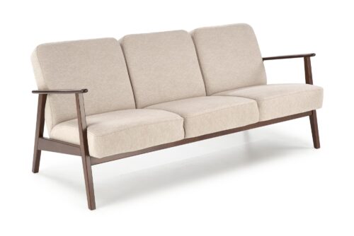 MILANO 3S sofa, smėlio spalvos CASTEL #15 / tamsus riešutas