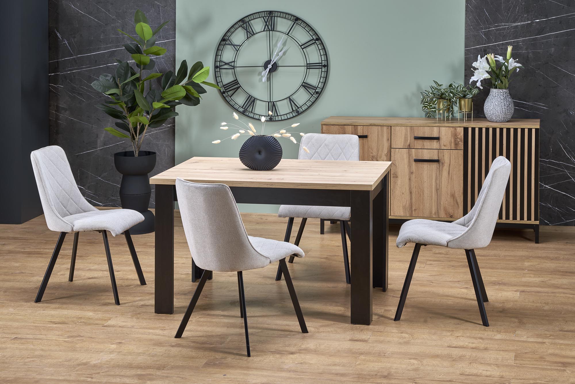 BAGIO prailginamasis stalas, Atisan ąžuolas / juoda