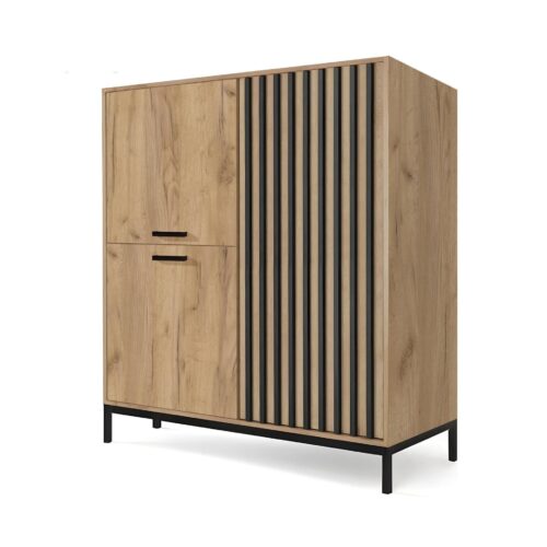 LAMINO KM-2 komoda, ąžuolo imitacija / juoda