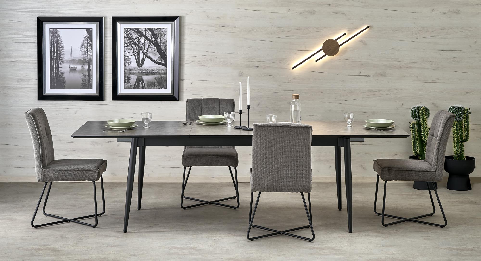 CHARLES stalas pilkas marmuras / juodas