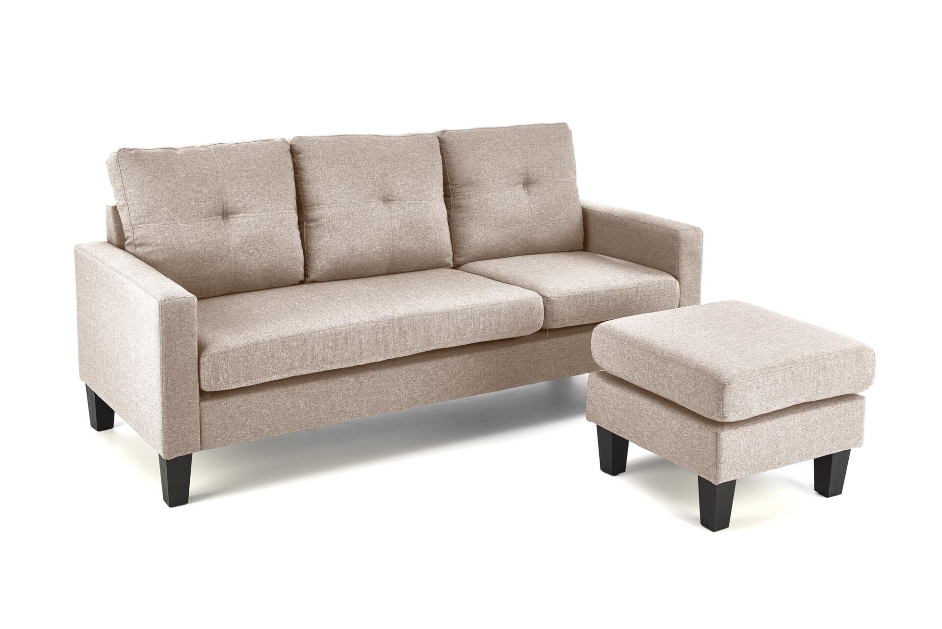 GERSON sofa su pufu, spalva: smėlio spalvos