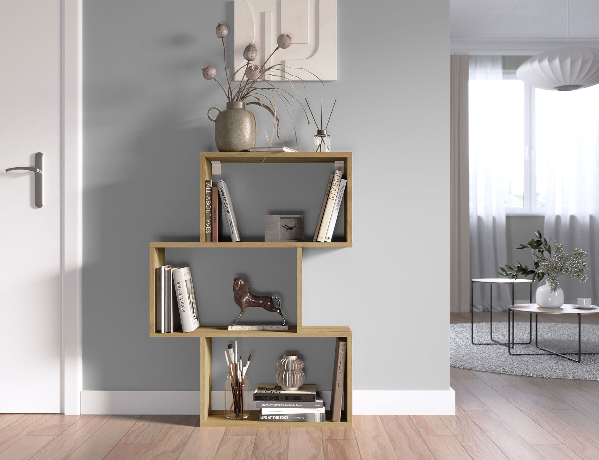 „Evertti Artisans“ ąžuolo knygų lentyna - Paveikslėlis 2