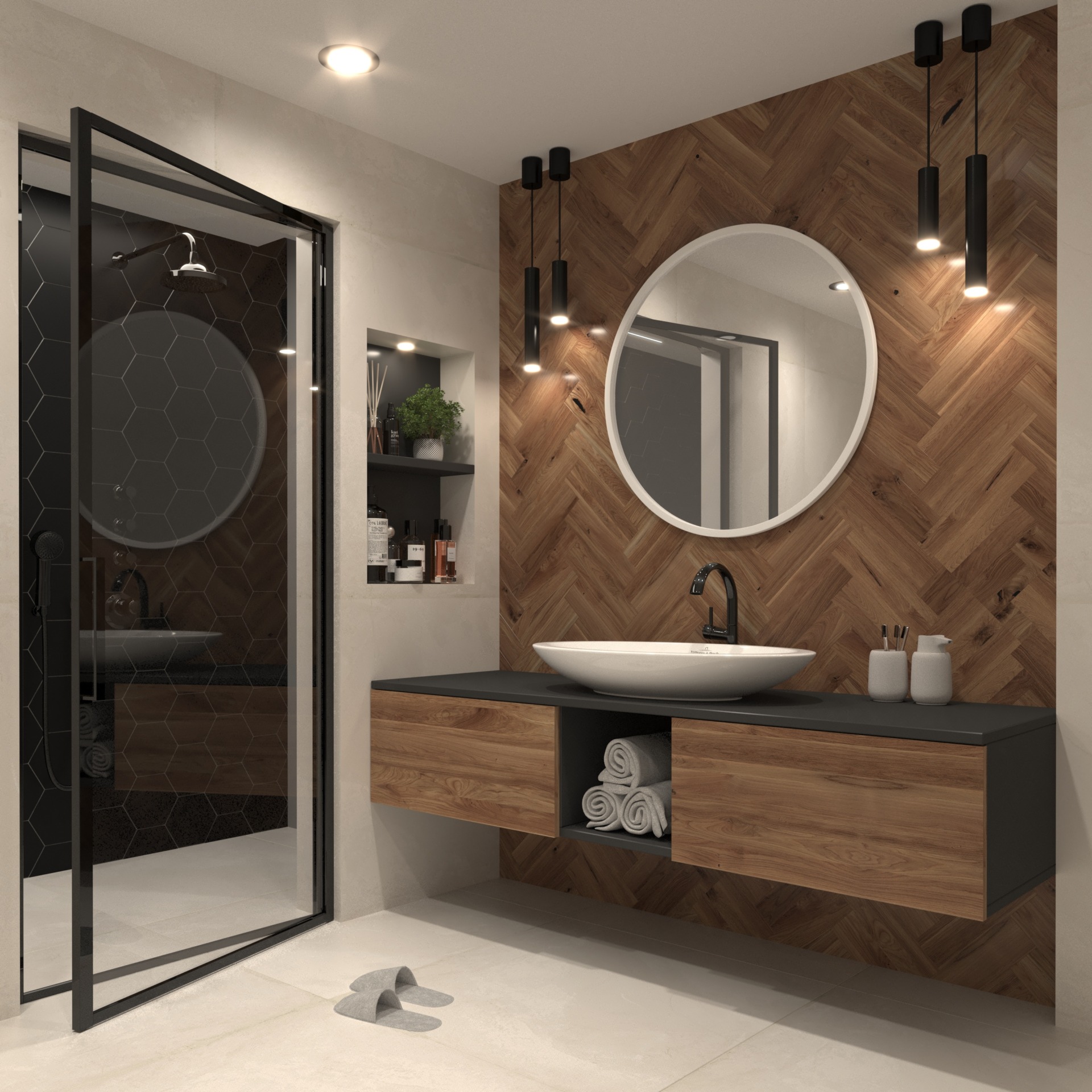 „Grace“ apvalus veidrodis, 80 cm, baltas