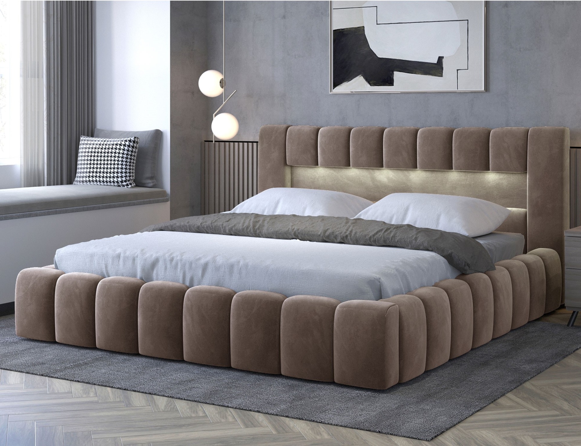 Lamica lova 140x200 + medinis rėmas/stovas/konteineris - Paveikslėlis 2