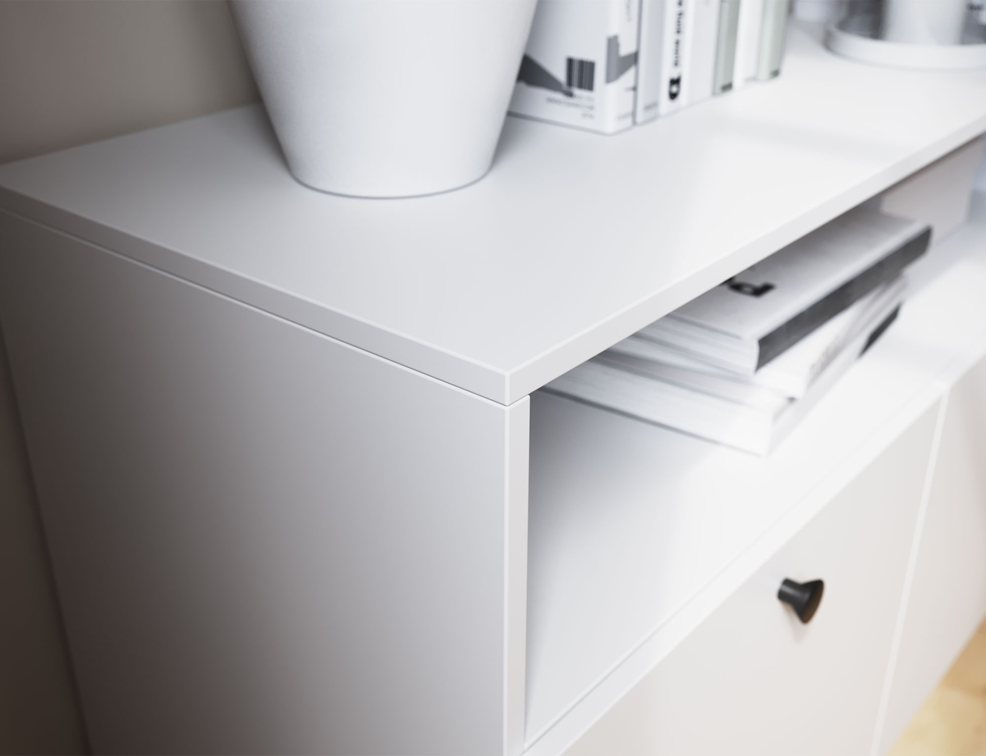 Dullum 200 komoda su stalčiais, balta - Paveikslėlis 9