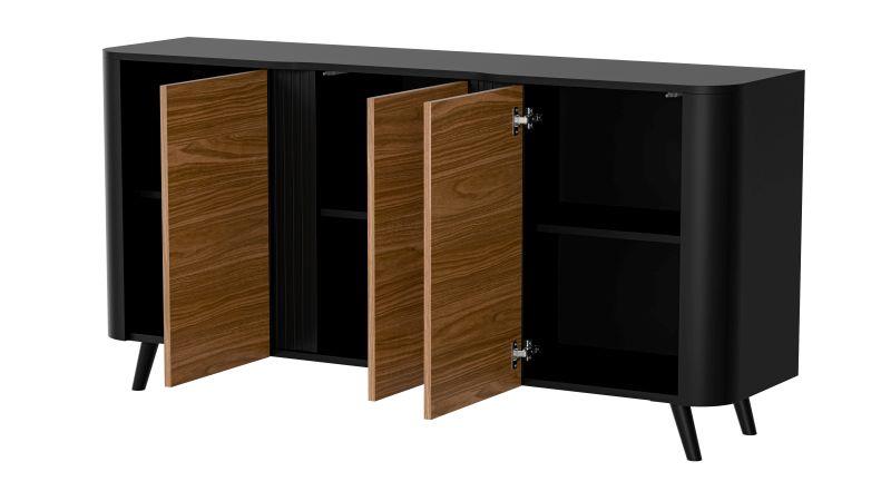 VOLARE komoda 150 (3D) juoda matinė/riešutmedžio spalva - Paveikslėlis 2