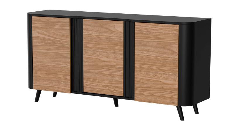 VOLARE komoda 150 (3D) juoda matinė/riešutmedžio spalva - Paveikslėlis 3