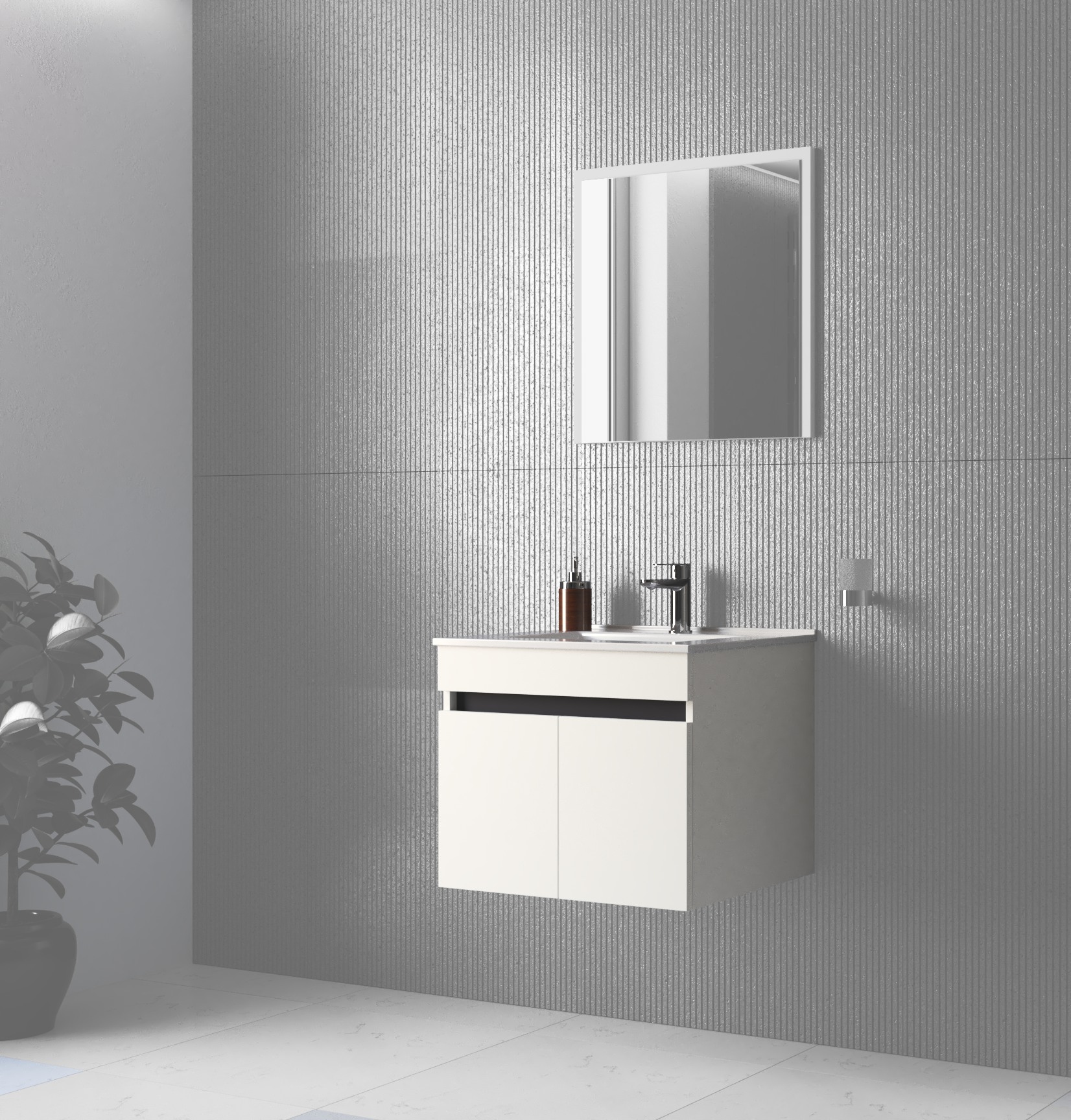 Kriauklės spintelė, FIGARO SU-60, balta + 3 spalvos