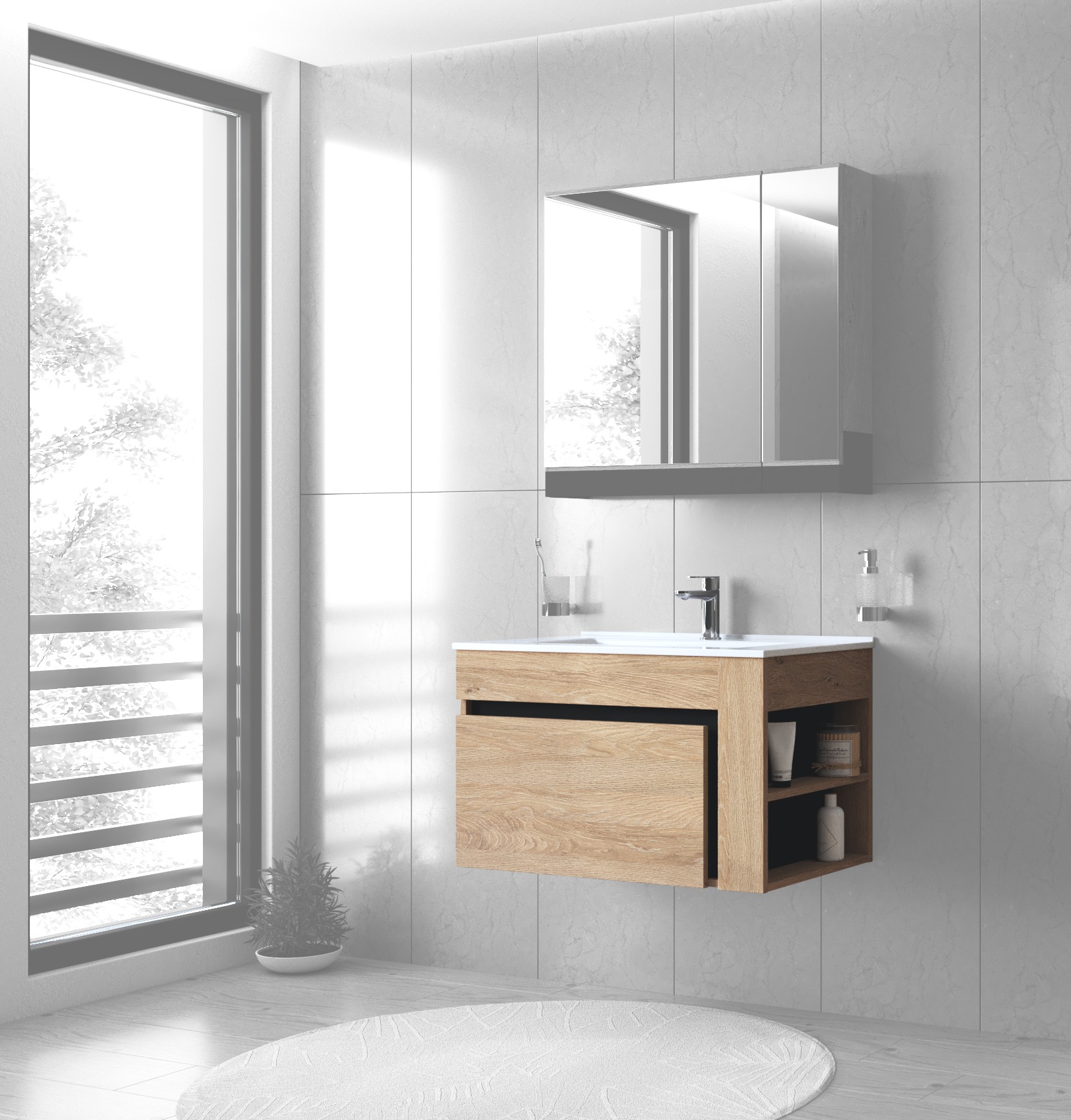 Kriauklės spintelė, DUESA SU-80, auksinio ąžuolo / juodos spalvos