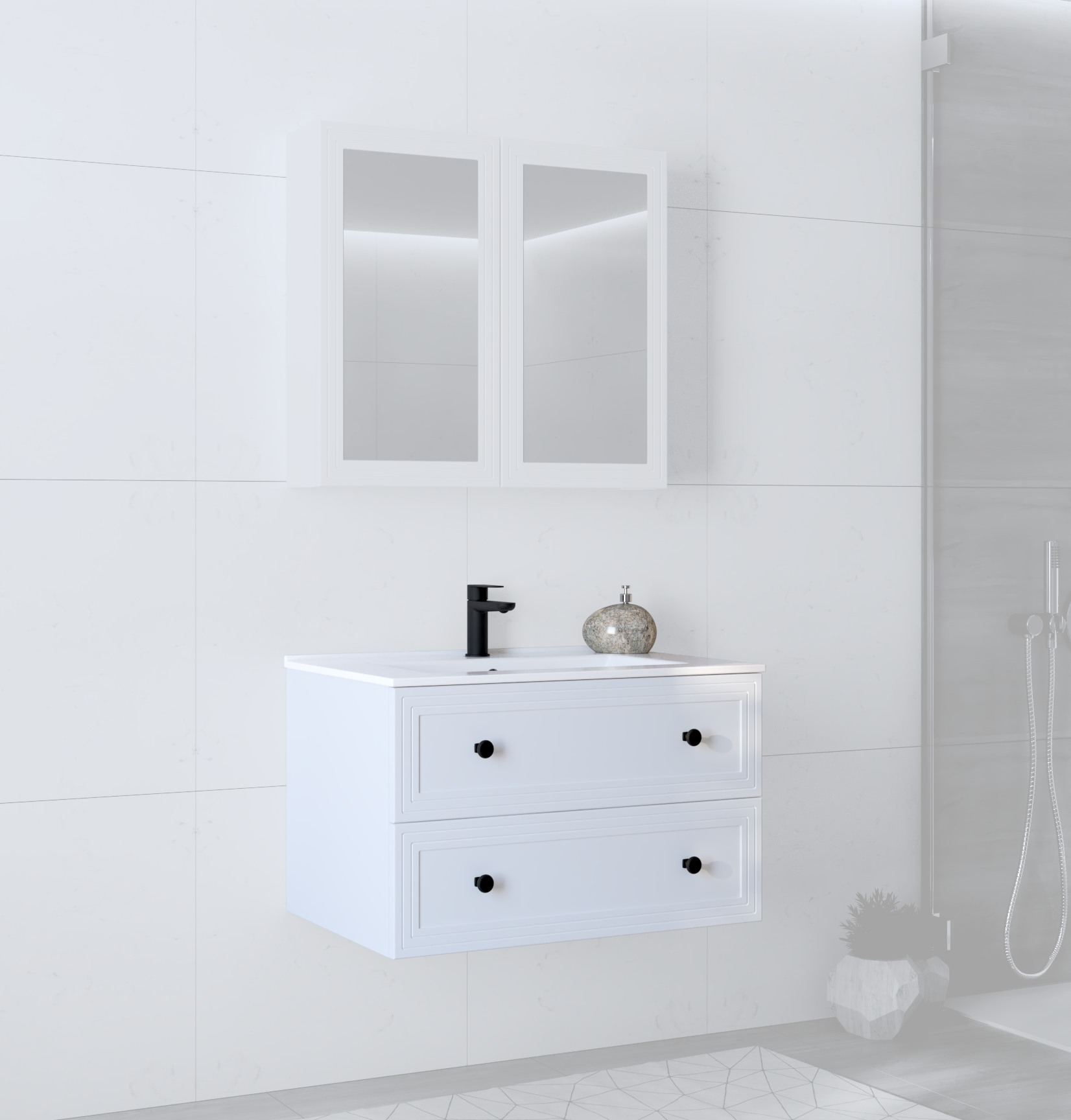 Kriauklės spintelė, TORETO SU-80, balta matinė