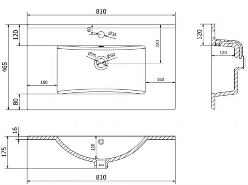 Kriauklė, PRATO 80, balta