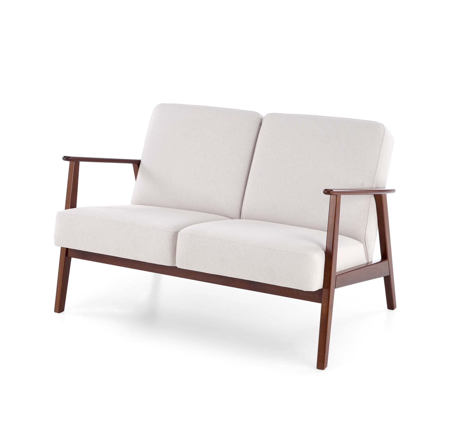 MILANO 2S sofa, šviesiai smėlio spalvos CASTEL#04 / tamsaus riešuto spalvos