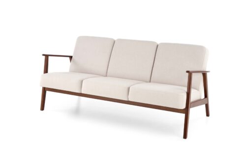 MILANO 3S sofa, šviesiai smėlio spalvos CASTEL#04 / tamsaus riešuto spalvos