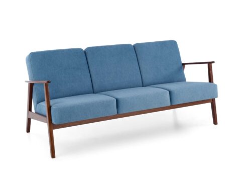 MILANO 3S sofa, mėlyna CASTEL #74 / tamsus riešutas