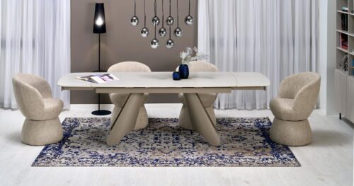 SALIX prailginamas stalas, travertinas / kašmyras