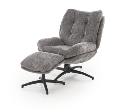 PESTO fotelis su pufu / supamąja funkcija, spalva: pilka