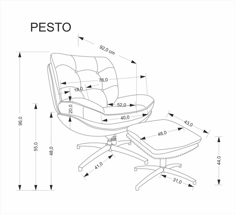 PESTO fotelis su pufu / supamąja funkcija, spalva: pilka — изображение 5