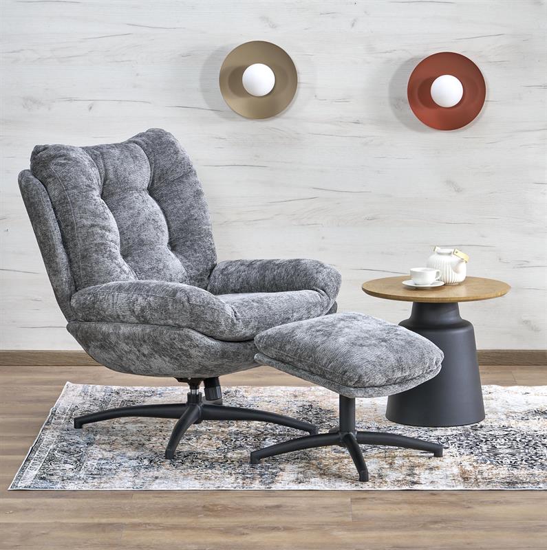 PESTO fotelis su pufu / supamąja funkcija, spalva: pilka — изображение 6