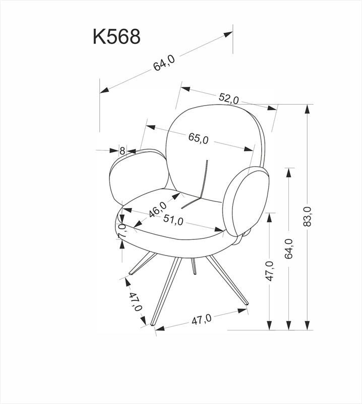 K568 kėdė, cinamono spalvos - Paveikslėlis 5