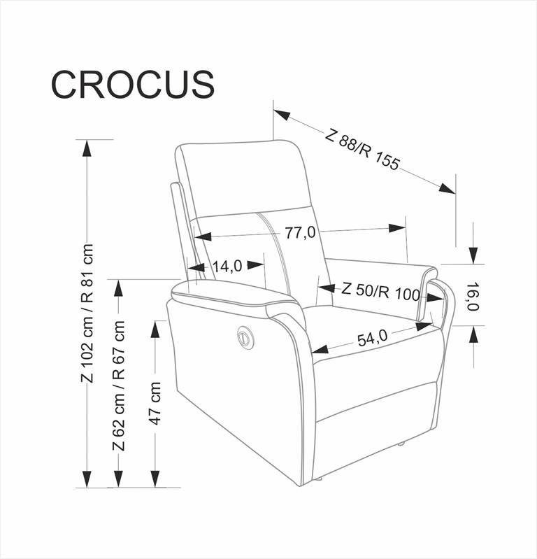 CROCUS elektrinis atlošiamas krėslas, pilkas - Paveikslėlis 6