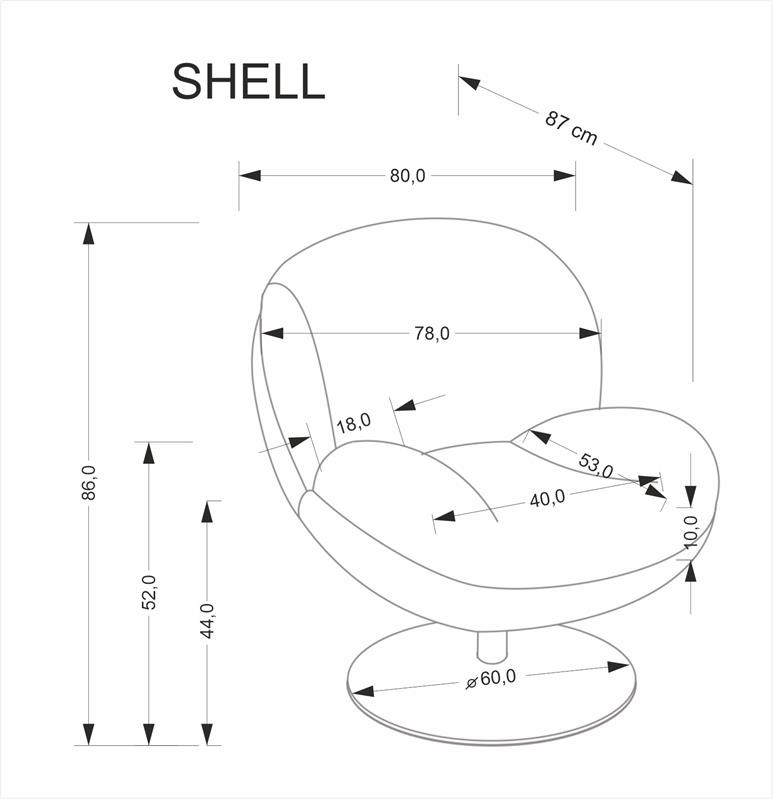 SHELL krėslas, kreminės spalvos — изображение 4