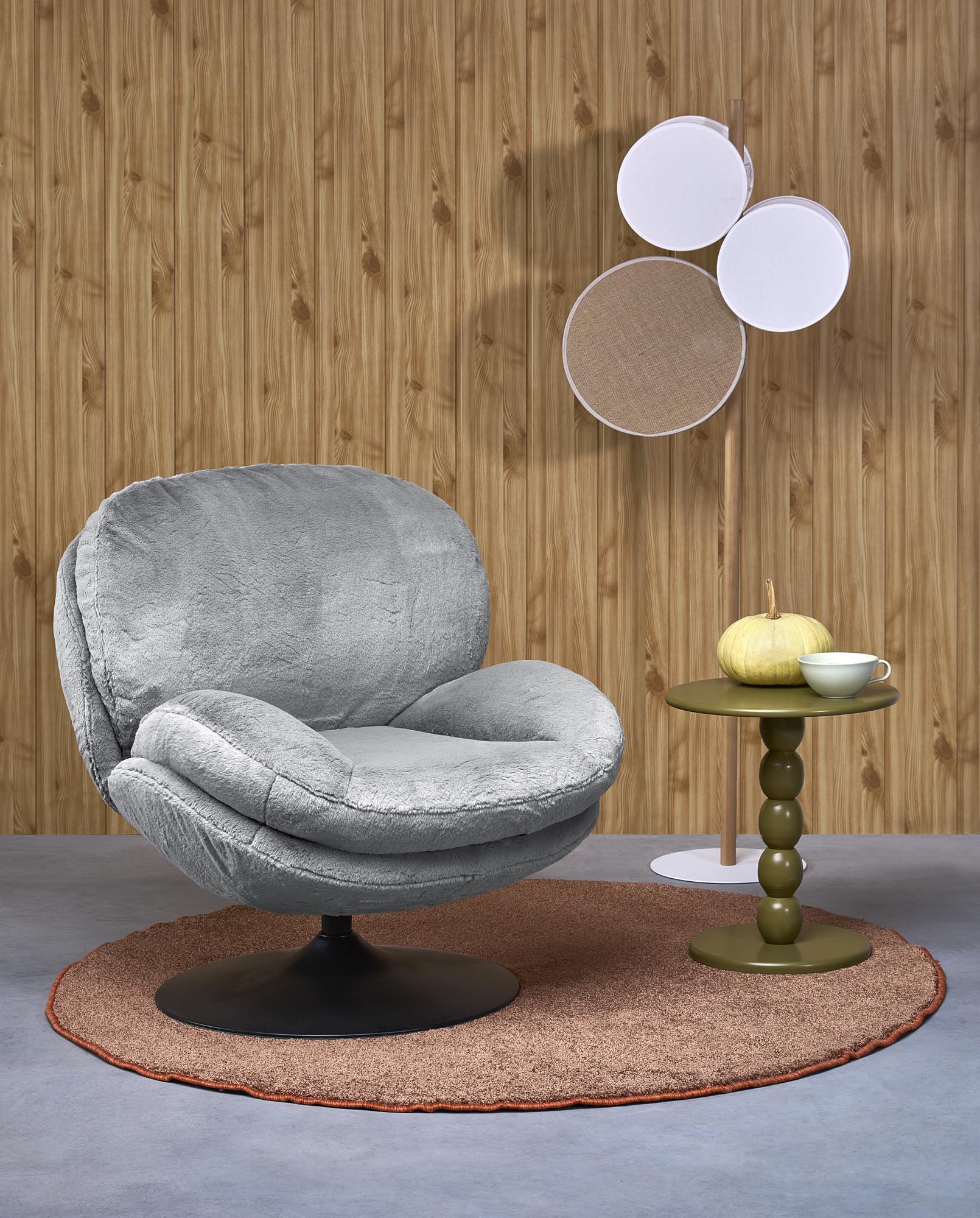 SHELL ilga kėdė, pilka