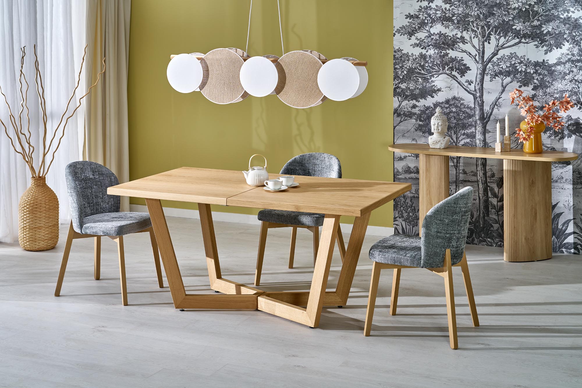 MASSIVE 3 prailginamas stalas, spalva: natūralus ąžuolas / natūralus ąžuolas