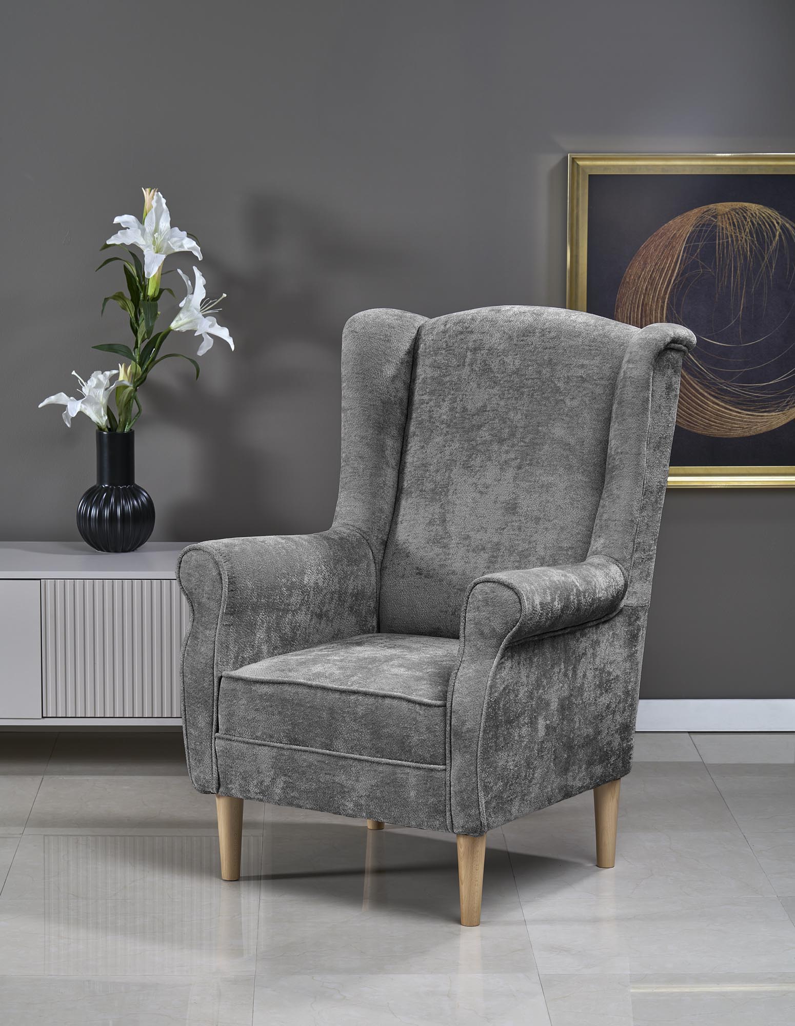 HERMES ilga kėdė, pilka