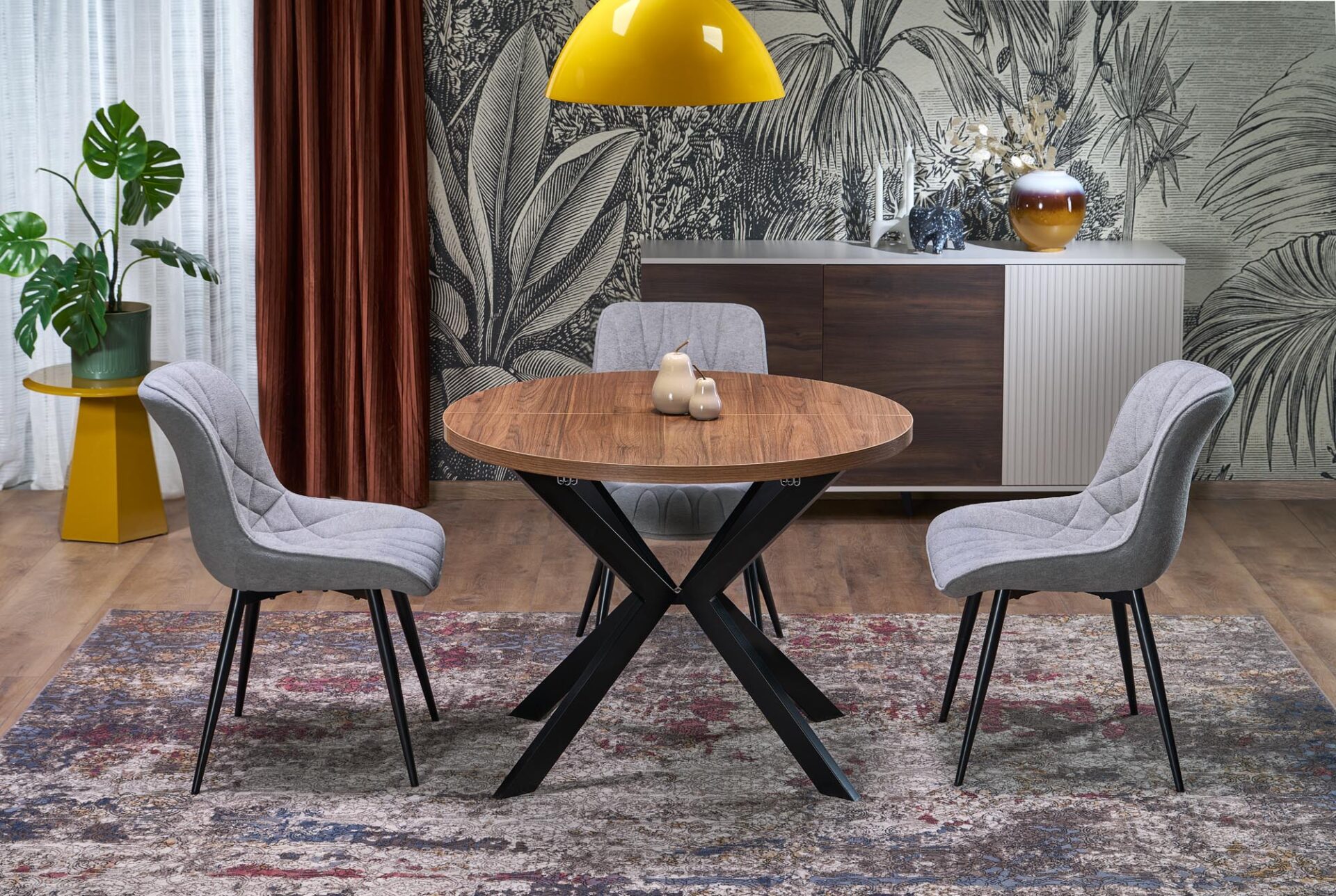 PERONI prailginamasis stalas, riešutmedis / juodas