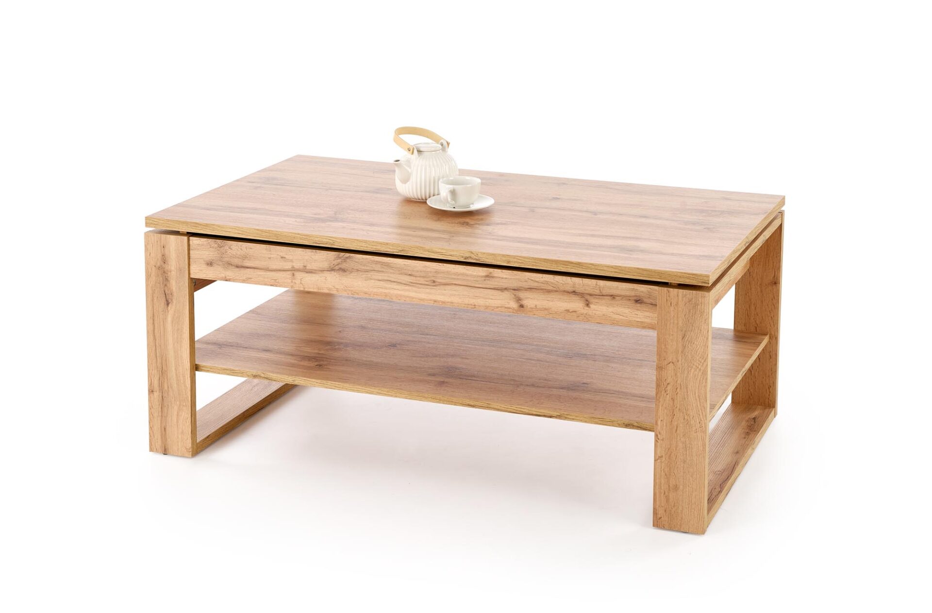 BETTY kavos staliukas su pakeliamu stalviršiu, spalva: ąžuolas su dirbtiniu paviršiumi