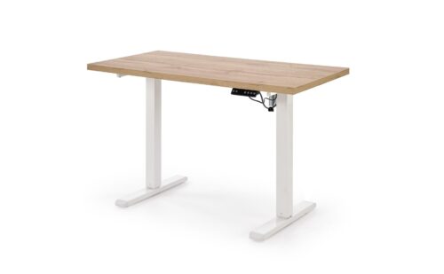B/54 reguliuojamo aukščio rašomasis stalas, stalviršis – ąžuolas, rėmas – baltas